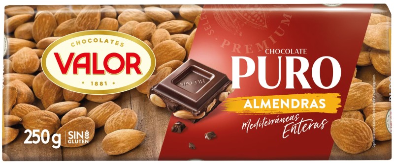 Valor Chocolate Puro con Almendras 250g