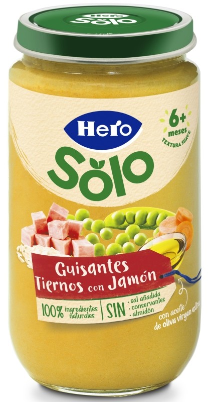 Hero Baby Tarrito Infantil Guisantes Tiernos con Jamón 235g