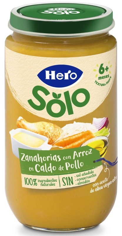 Hero Baby Tarrito Infantil Zanahorias Con Arroz Y Caldo De Pollo 235g