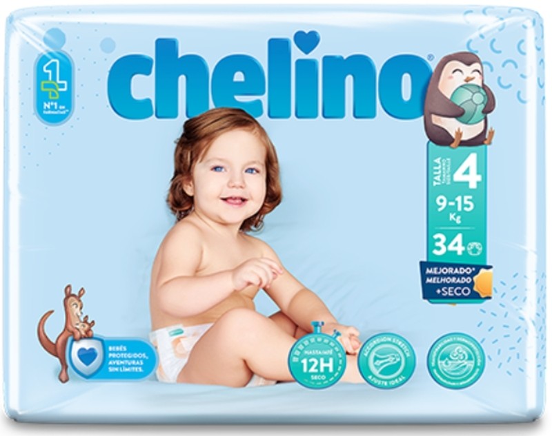 Chelino Pañal Infantil Talla 4 Gateo 34 Unidades
