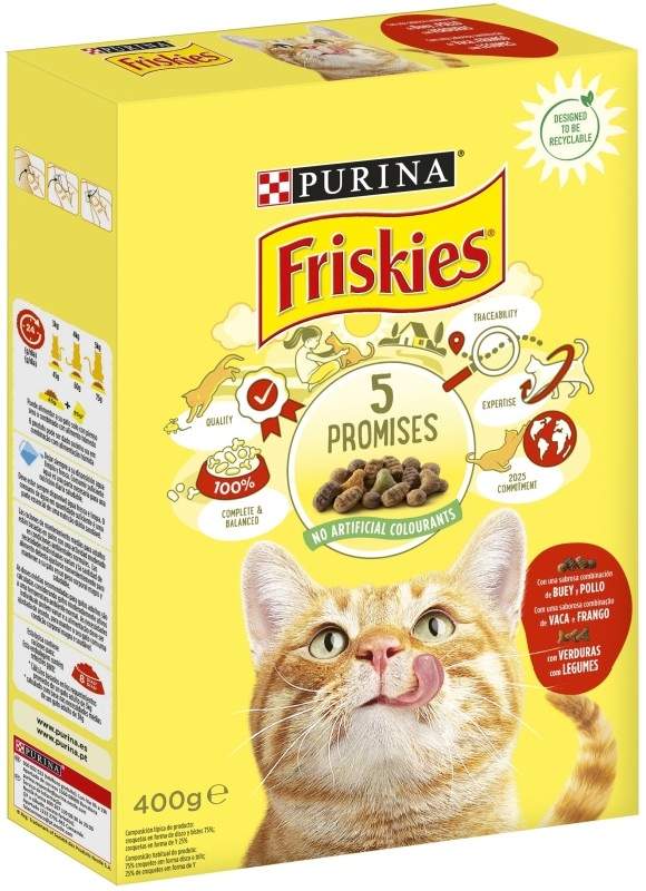 Friskies Alimento Seco Gato Adulto Con Buey Pollo Y Verduras 400g