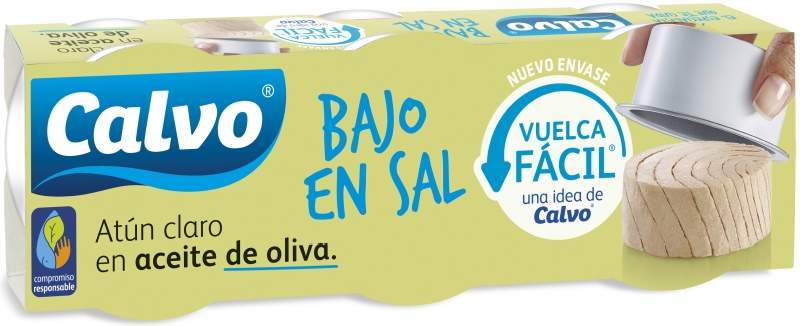 Calvo Atún Claro en Aceite de Oliva Bajo en Sal 3x65g