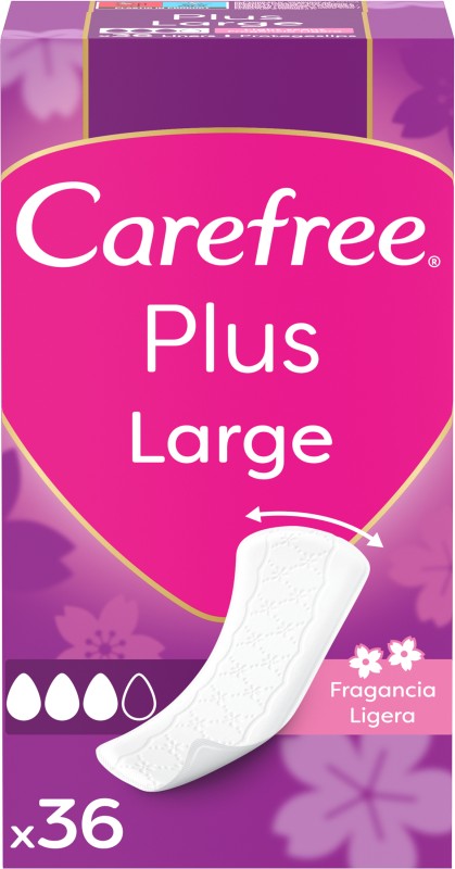 Carefree Plus Large de Fragancia Ligera Protegeslips 36 unidades