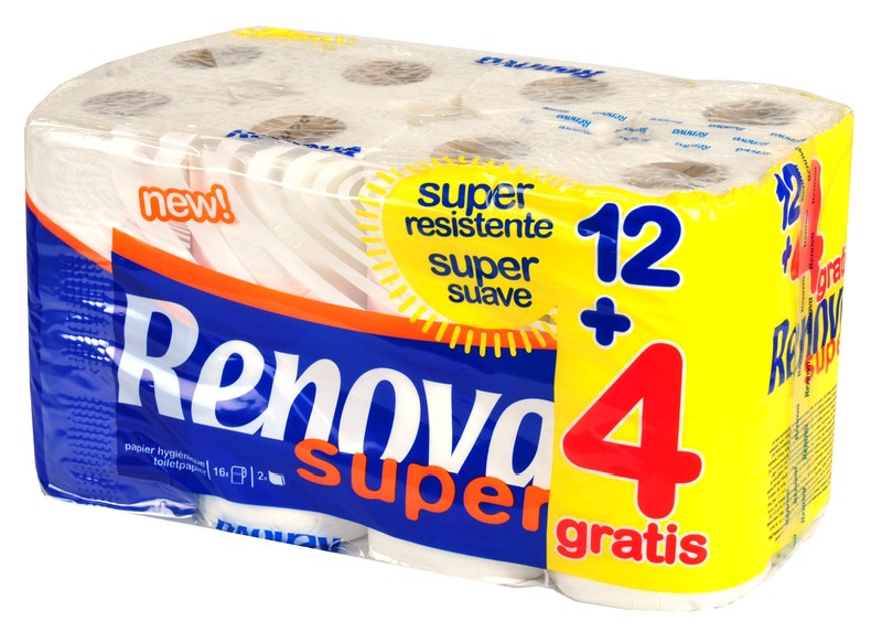Renova Papel Super Doble Capa 12+4 Rollos