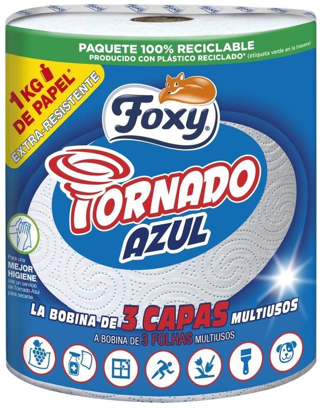 Foxy Tornado Azul Rollo de Papel de Cocina 1 Unidad