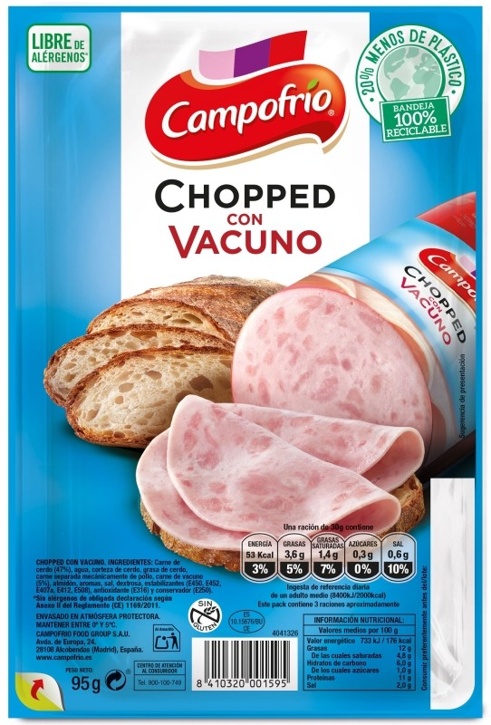 Campofrío Chopped con Vacuno en Lonchas 95g Campofrío Chopped con Vacuno en Lonchas 95g