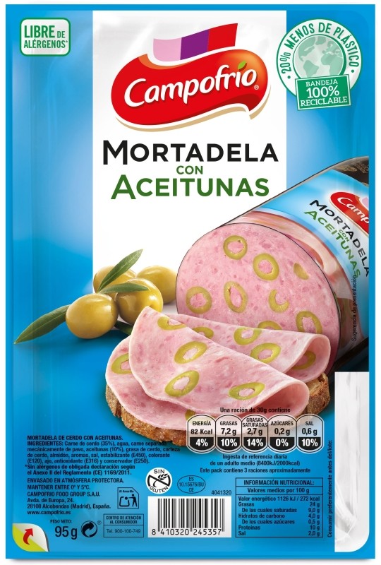 Campofrío Mortadela con Aceitunas en Lonchas 95g Campofrío Mortadela con Aceitunas en Lonchas 95g