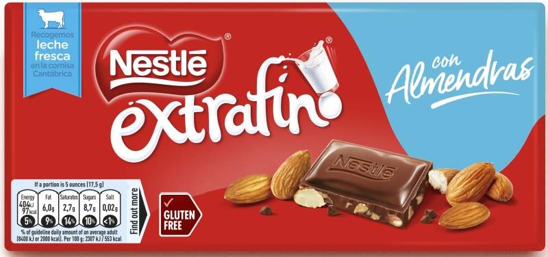 Nestlé Extrafino Chocolate con Leche y Almendras 123g