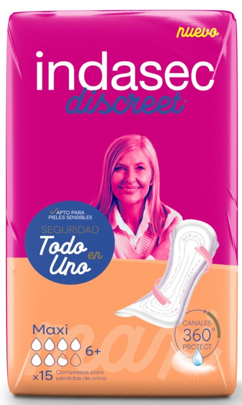 Indasec Discreet Maxi Compresas 15 Unidades