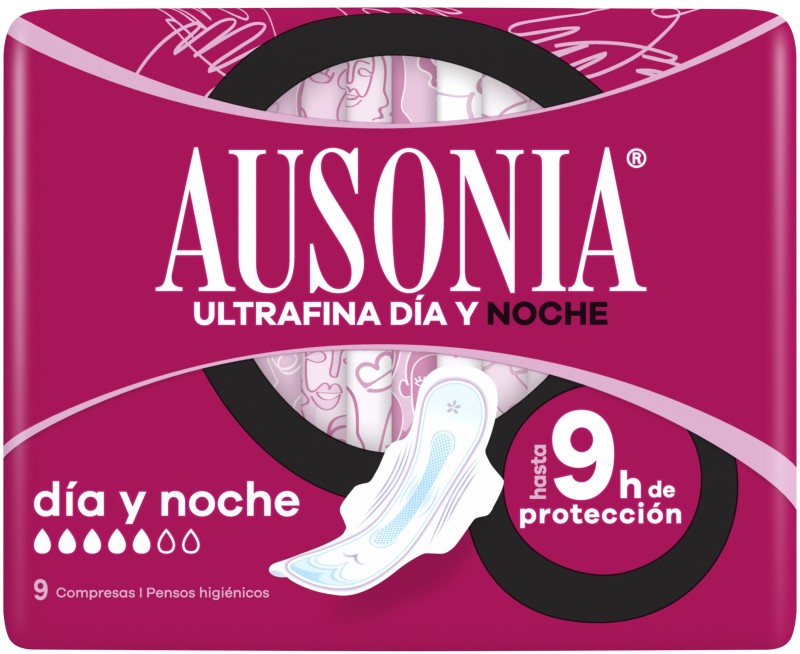 Ausonia Ultrafina Día & Noche Compresas Con Alas 9 Unidades