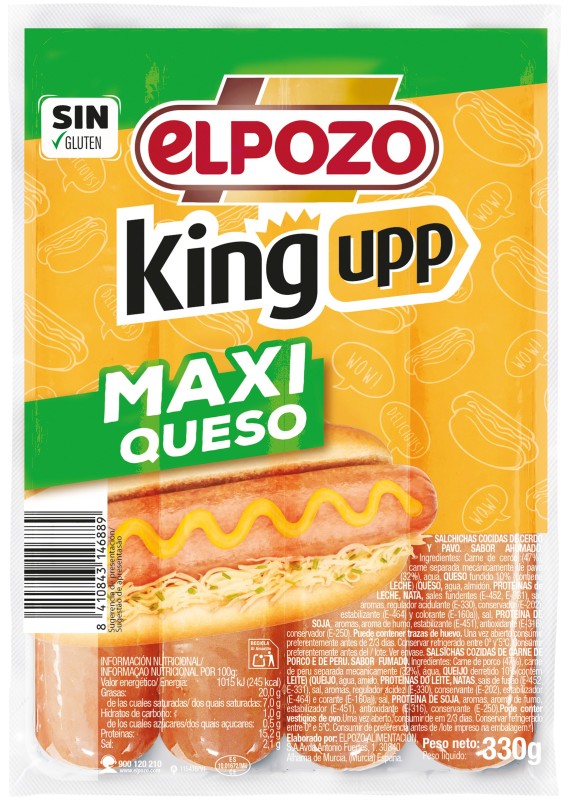El Pozo Salchichas King Upp Maxi Queso 330g