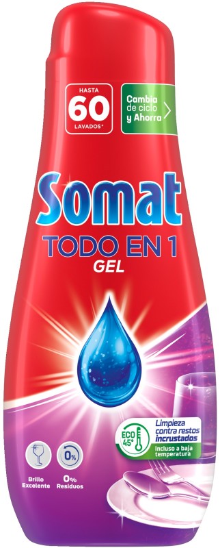 Somat Gel Todo en 1 Detergente Lavavajillas 60 Lavados