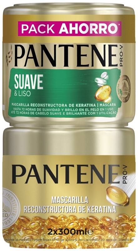Mascarilla Pantene Suave Y Liso 300+300ml Pack Ahorro
