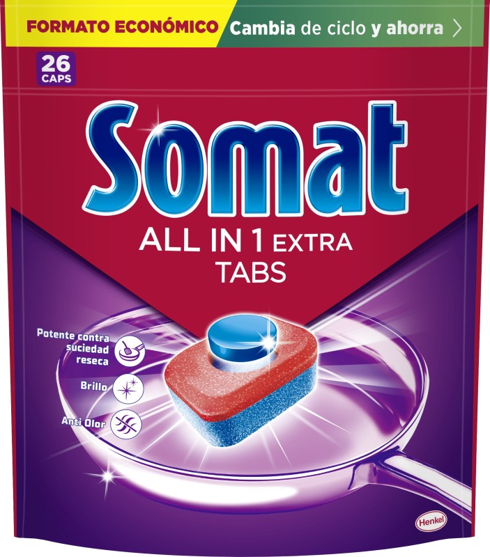 Somat Todo en 1 Pastillas Detergente para Lavavajillas 26 Lavados