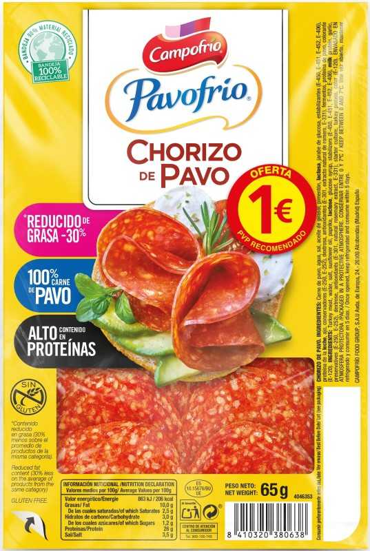 Campofrío Chorizo de Pavo en Lonchas 65g