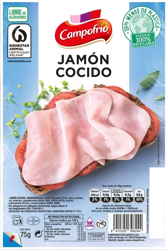 Campofrío Jamón Cocido en Lonchas 75g