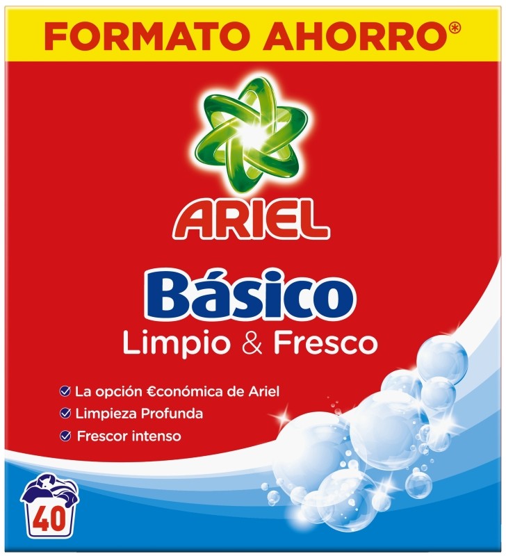 Ariel Básico Detergente en Polvo 40 Lavados