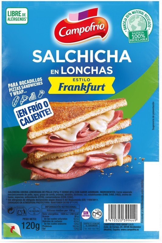 Campofrío Salchichas Tipo Frankfurt en Lonchas 120g