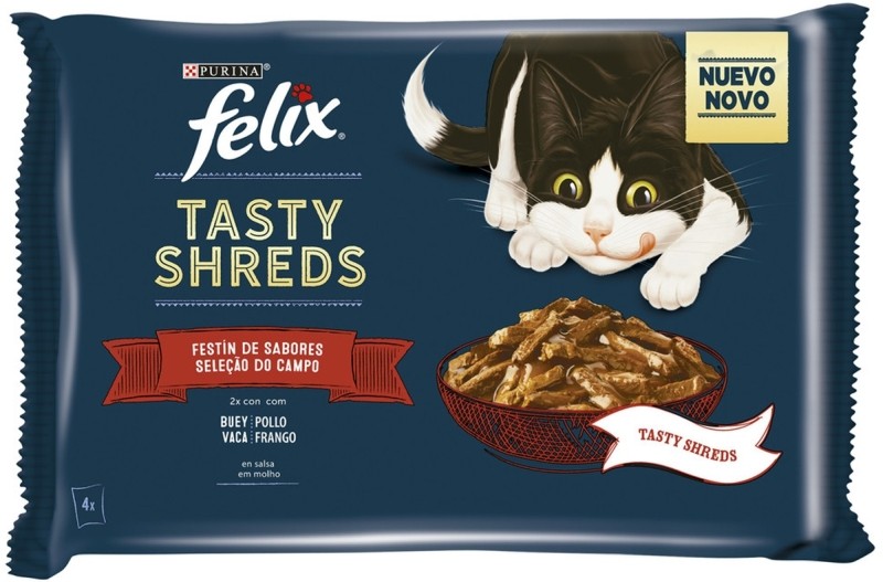 Purina Felix Tasty Shreds Festín de Sabores 4x80g