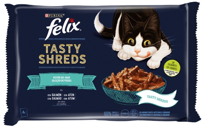Purina Felix Tasty Shreds Festín del Mar 4x80g
