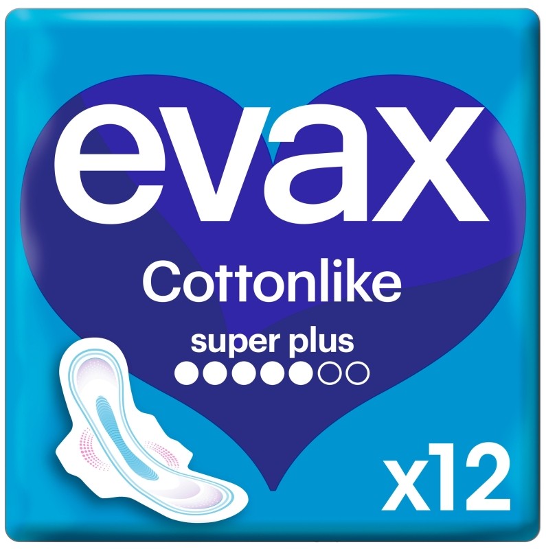 Evax Cottonlike Super Plus con Alas 12 Unidades