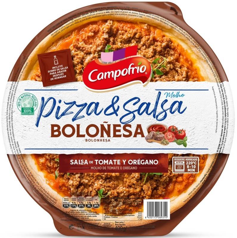 Campofrío Pizza Boloñesa con Salsa de Tomate y Orégano 400g