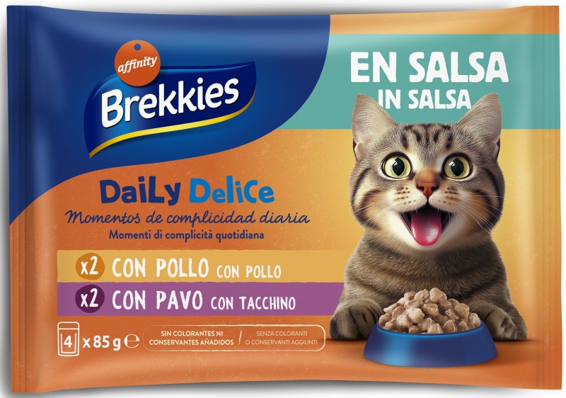 Brekkies Delice Pollo Y Pavo En Salsa Para Gato 4x85g