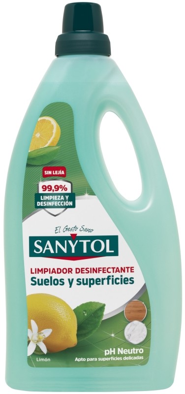 Sanytol Limpiador Desinfectante de Suelos y Superficies Limón 1,2L